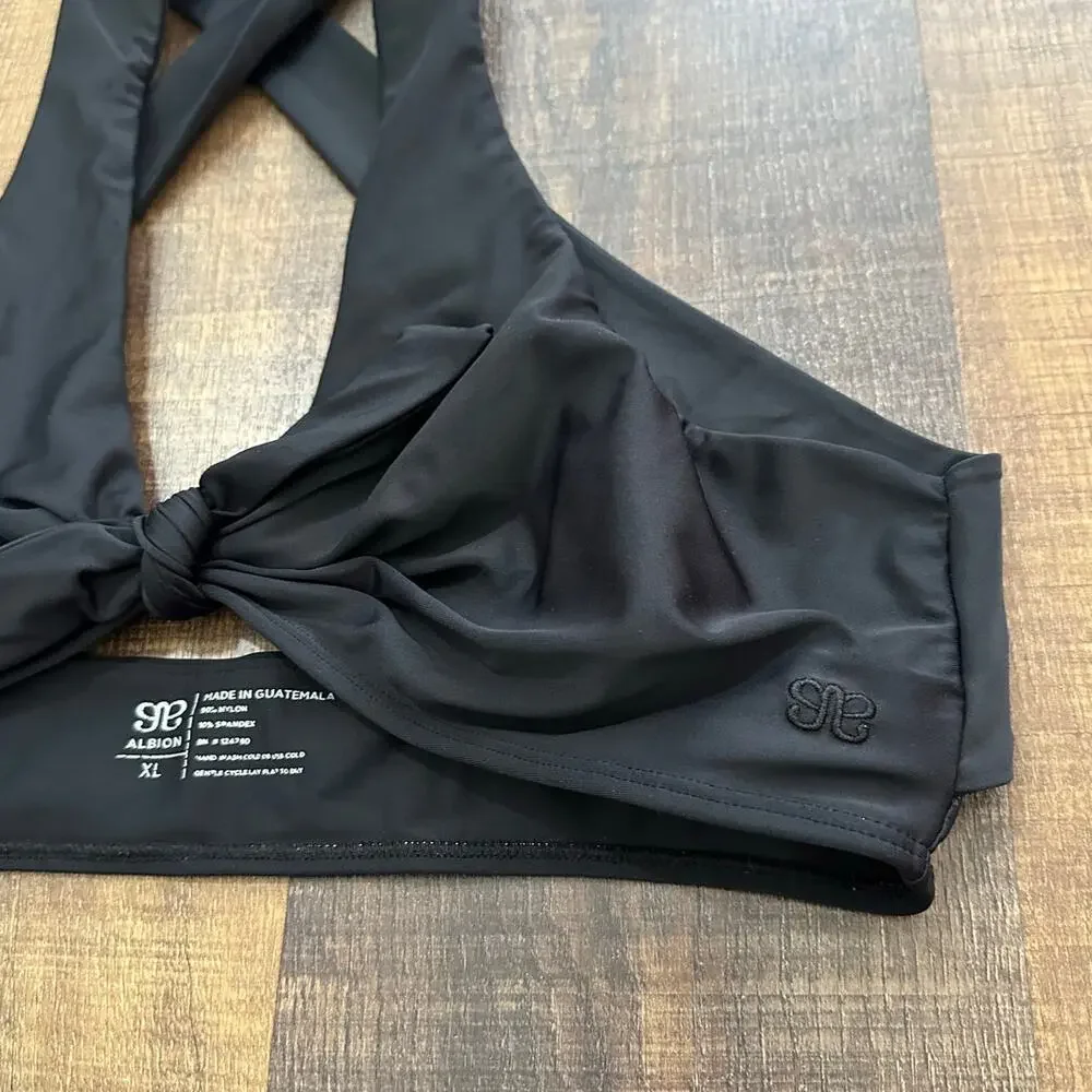 Albion Fit Black Front Tie Bikini Swim Top Size XL - Picture 3 of 8